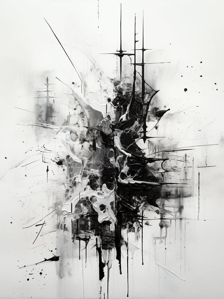 Disintegration Abstract Black And White 5