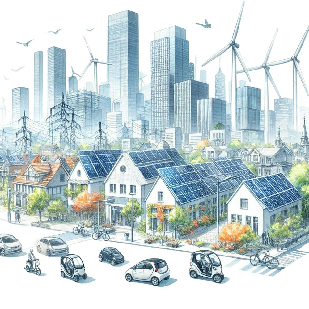 Cityscape With Wind Turbines