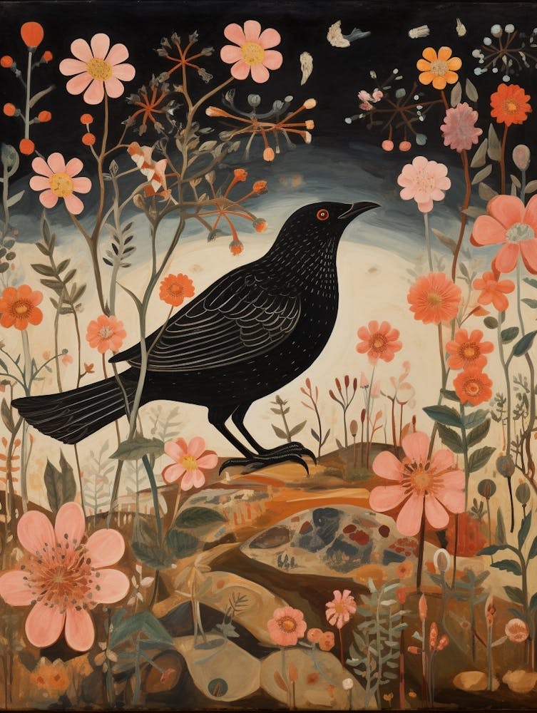 Blackbird 4 Detailed Bird Painting