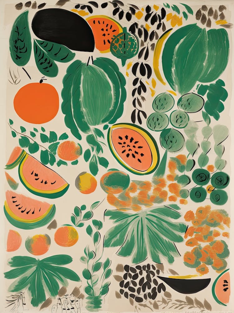 Cantalupe Fruit Drawing 2