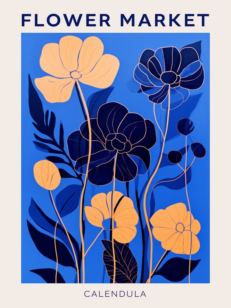 Blue Flower Market Poster Calendula 2