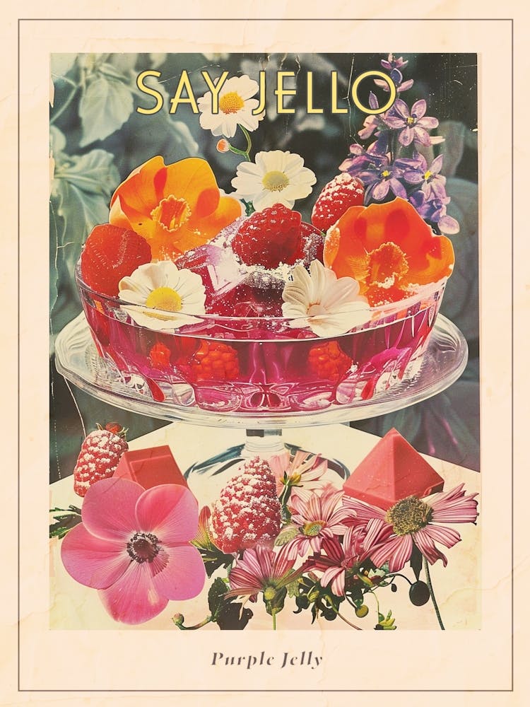 Purple Jelly Retro Dessert Collage 3 Poster