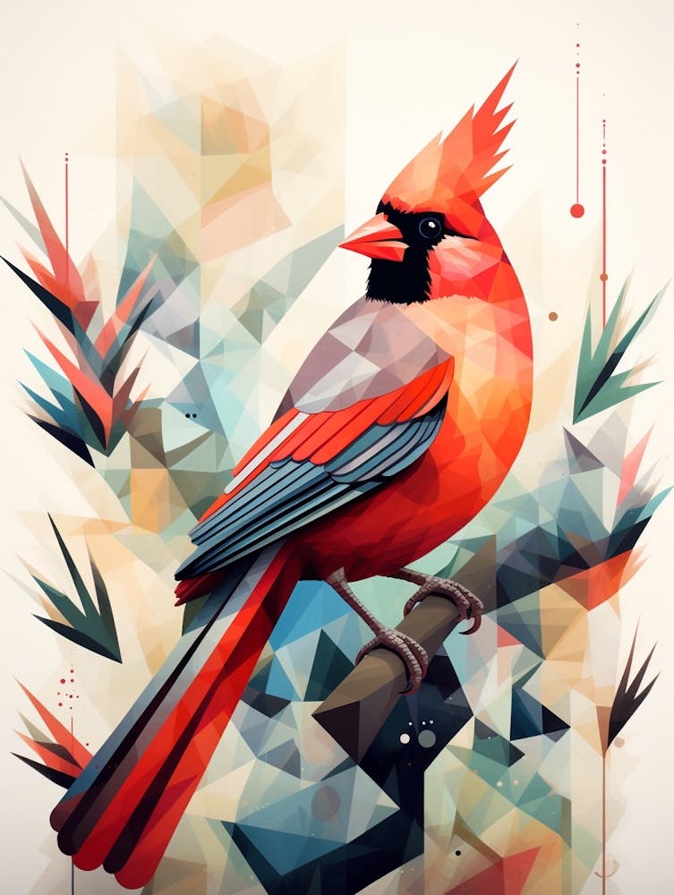 Bird Painting Collage Cardinal 1