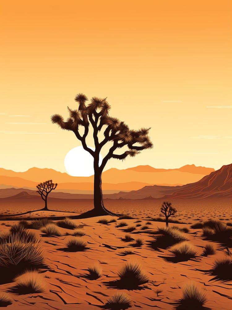 Joshua Tree At Sunrise In The Style Of Gold And Black (3)
