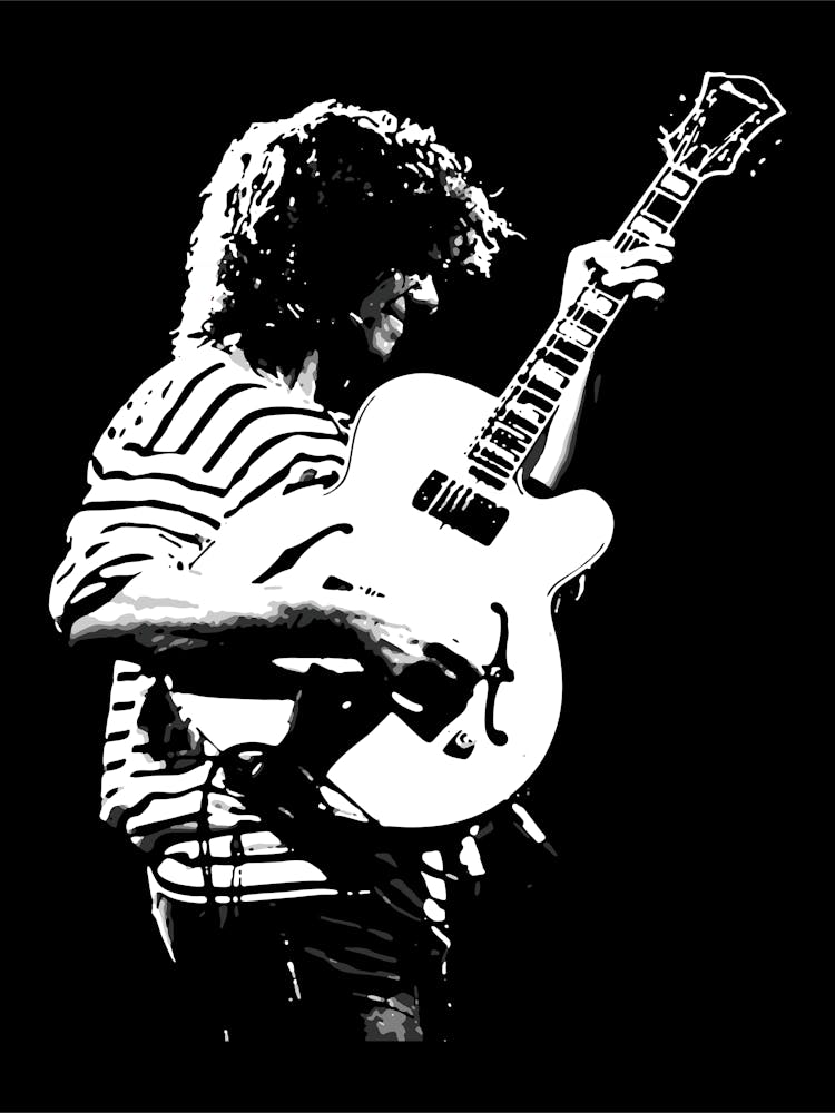 Pat Metheny American Jazz Guitarist Legend in Monochrome 1