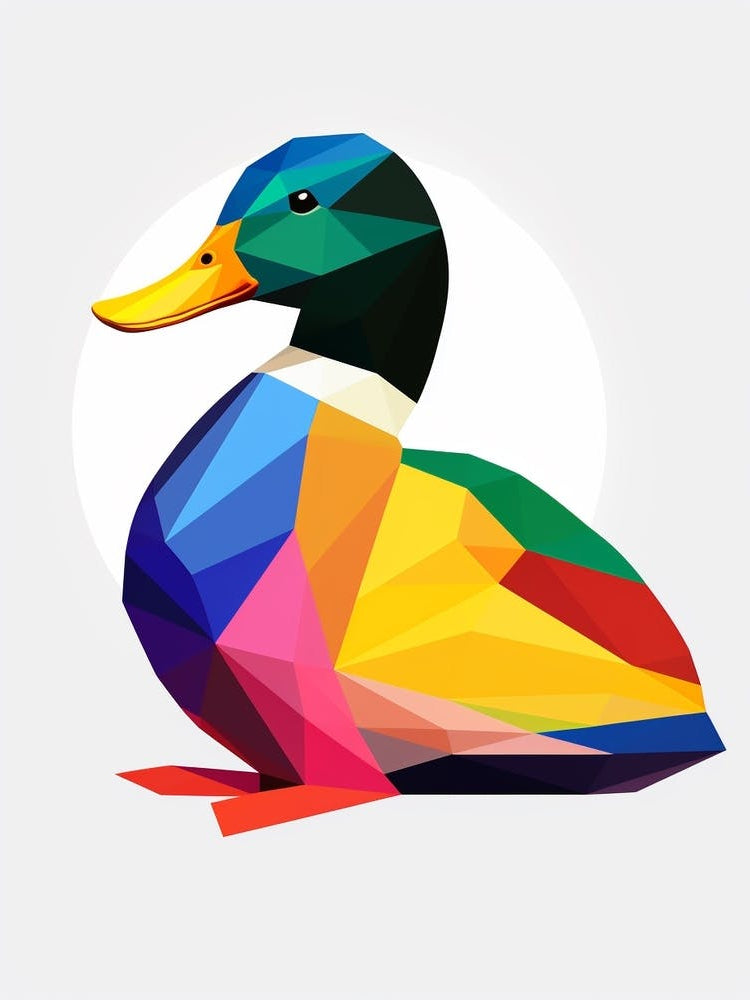 Colourful Geometric Bird Mallard Duck 1