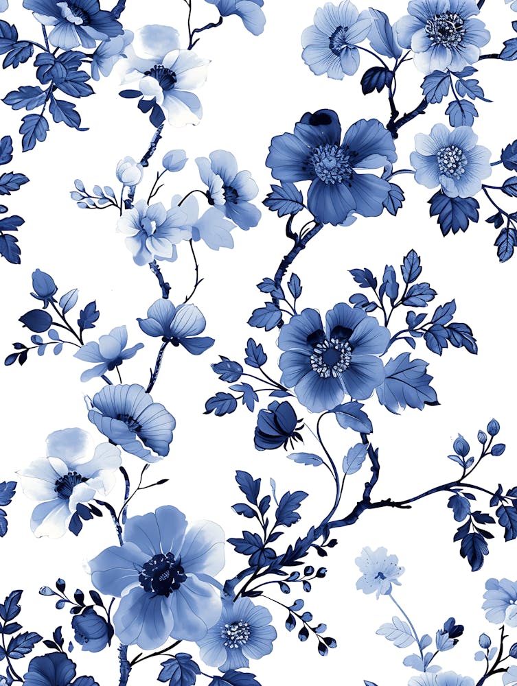 Blue And White Floral Pattern 20