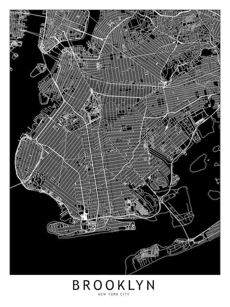 Brooklyn Black And White Map