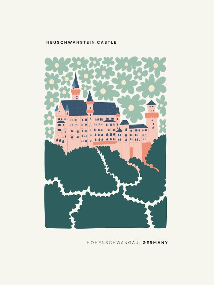 Travel Neuschwanstein Castle Floral Abstract Gallery