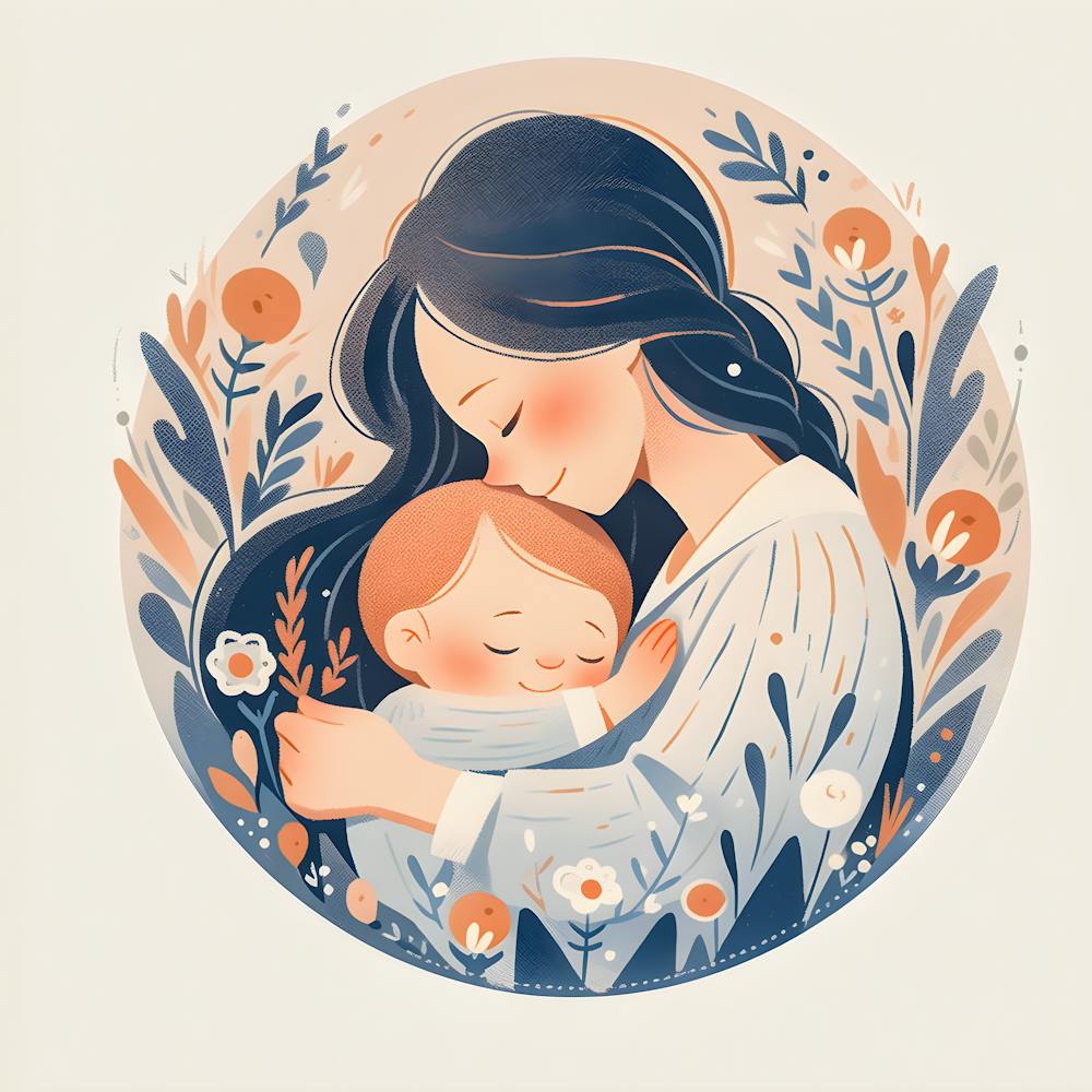 Sweet Mother And Child Illustration – Perfect Mother’S Day Gift