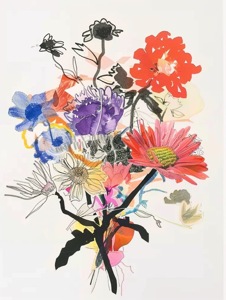 Asters 2 Collage Flower Bouquet