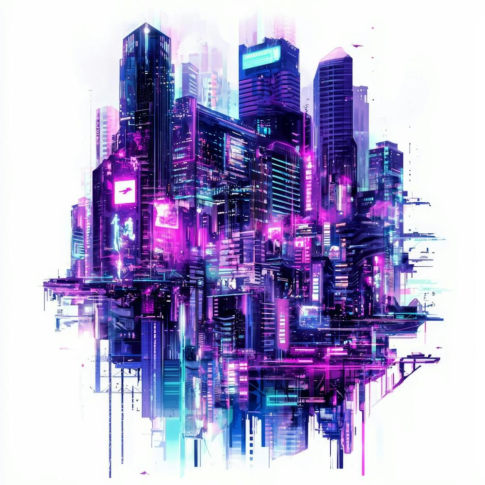 Cityscape.Generated AI. Wall 4
