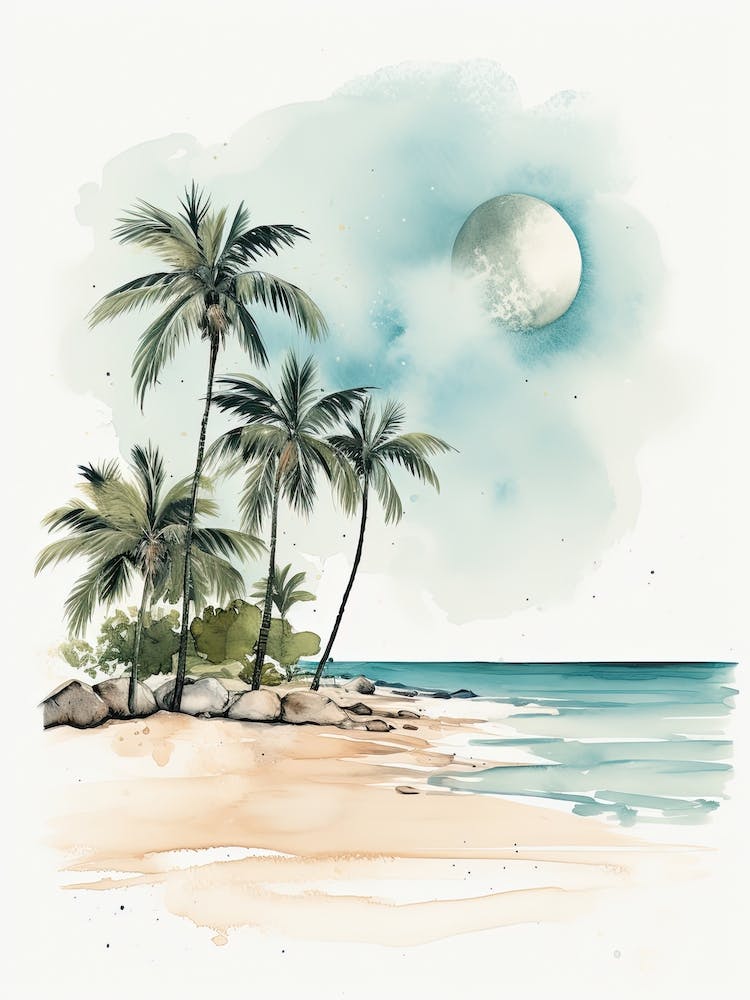 Watercolour Of Tulum Beach   Quintana Roo Mexico 3