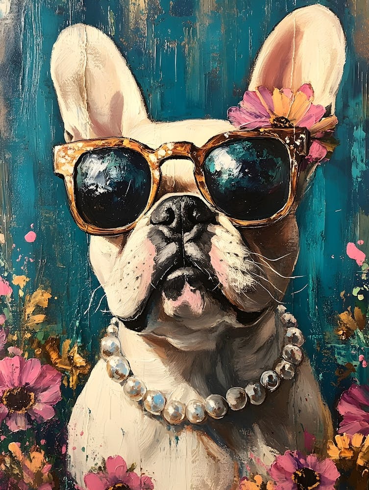Französische Bulldogge und Blumen 1