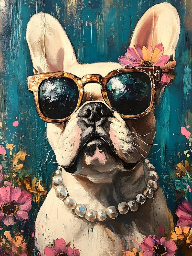 Frenchie And Flowers 1