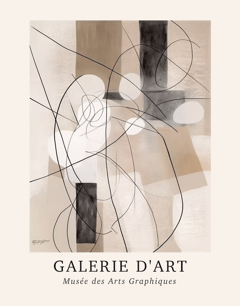 Galerie D'Art Abstract Black And White Lines 4
