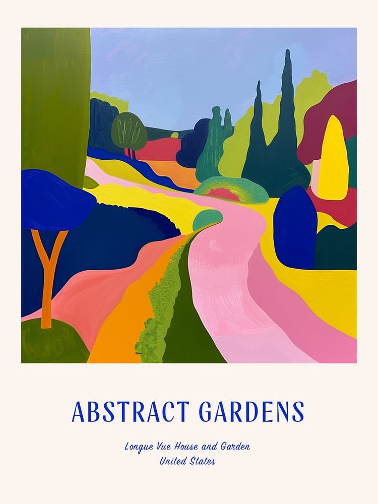 Colourful Gardens Longue Vue House And Garden Usa 2 Blue Poster