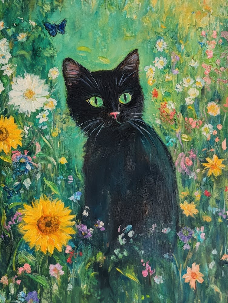 Black Cat In The Meadow 1