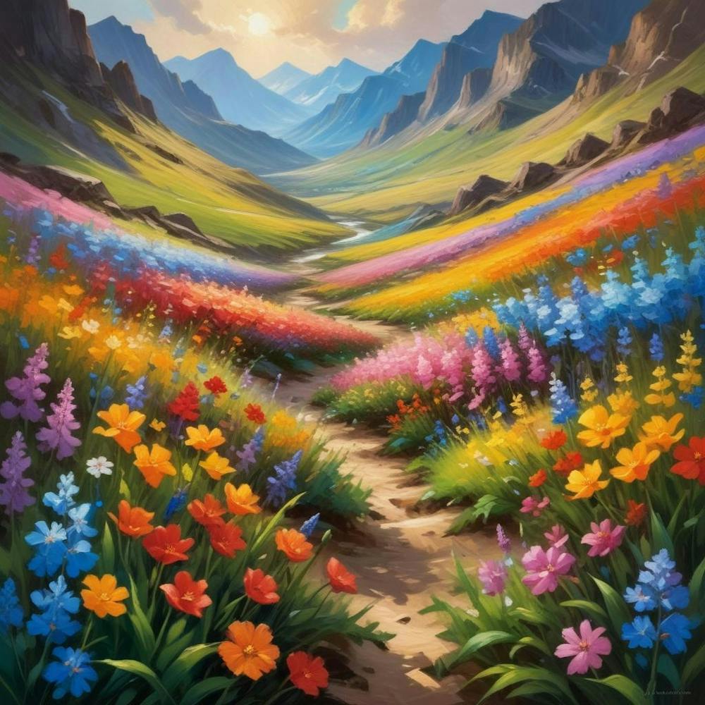 Valley Of Flowers Paintings 2