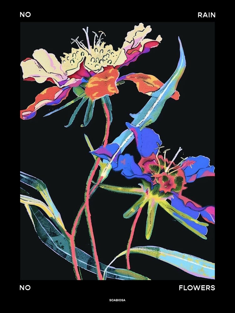 No Rain No Flowers Poster Scabiosa 2