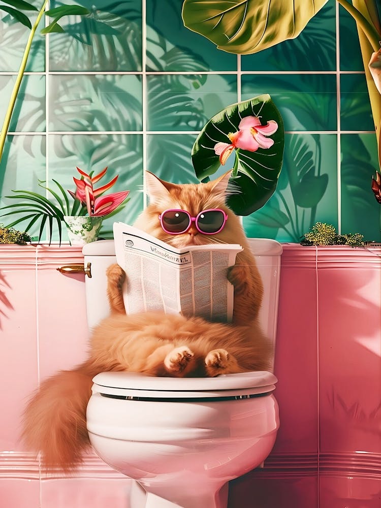 Funny Cat Toilet Print, Trendy Bathroom Cat Print, Funny Posters, Toilet Wall Art, Funny Cat Poster, Funny Bathroom Wall Art, Toilet Poster