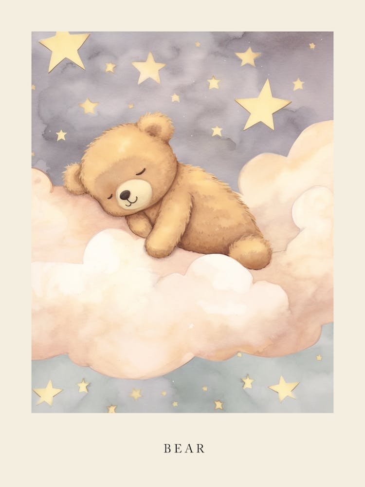 Ourson Endormi 1 Affiche pour Chambre d'Enfant