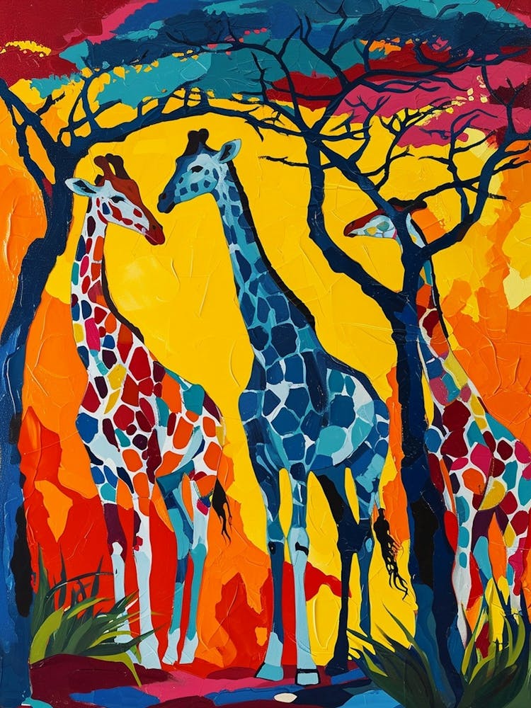 Giraffe Under The Acacia Tree 3