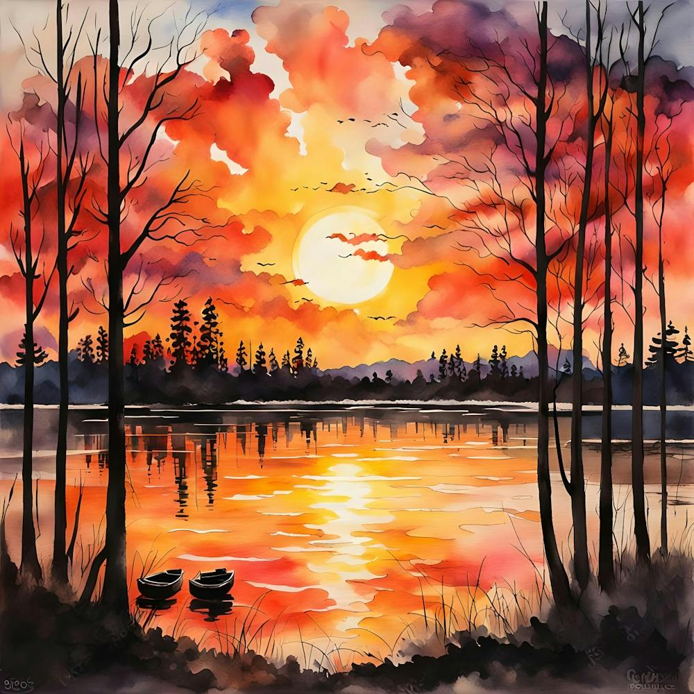 Spring Sunset Alcohol Ink Painting