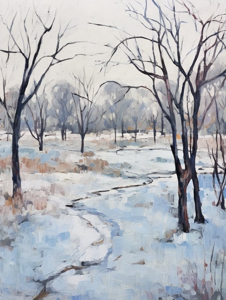 Winter City Park Painting Franklin Delano Roosevelt Park Philadelphia 4