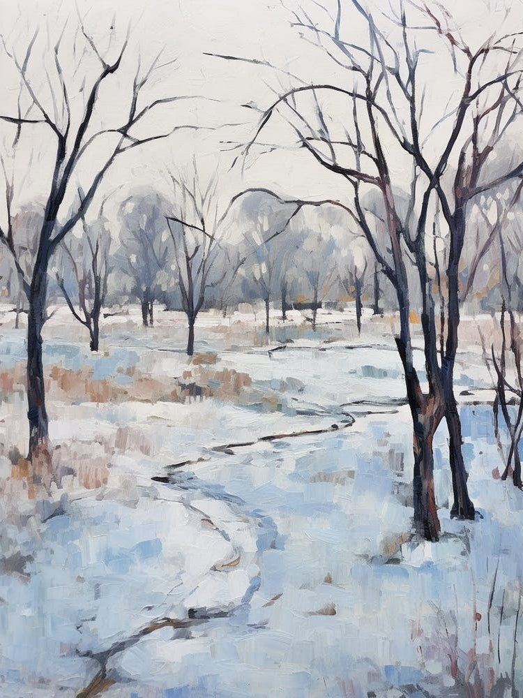 Winter City Park Painting Franklin Delano Roosevelt Park Philadelphia 4