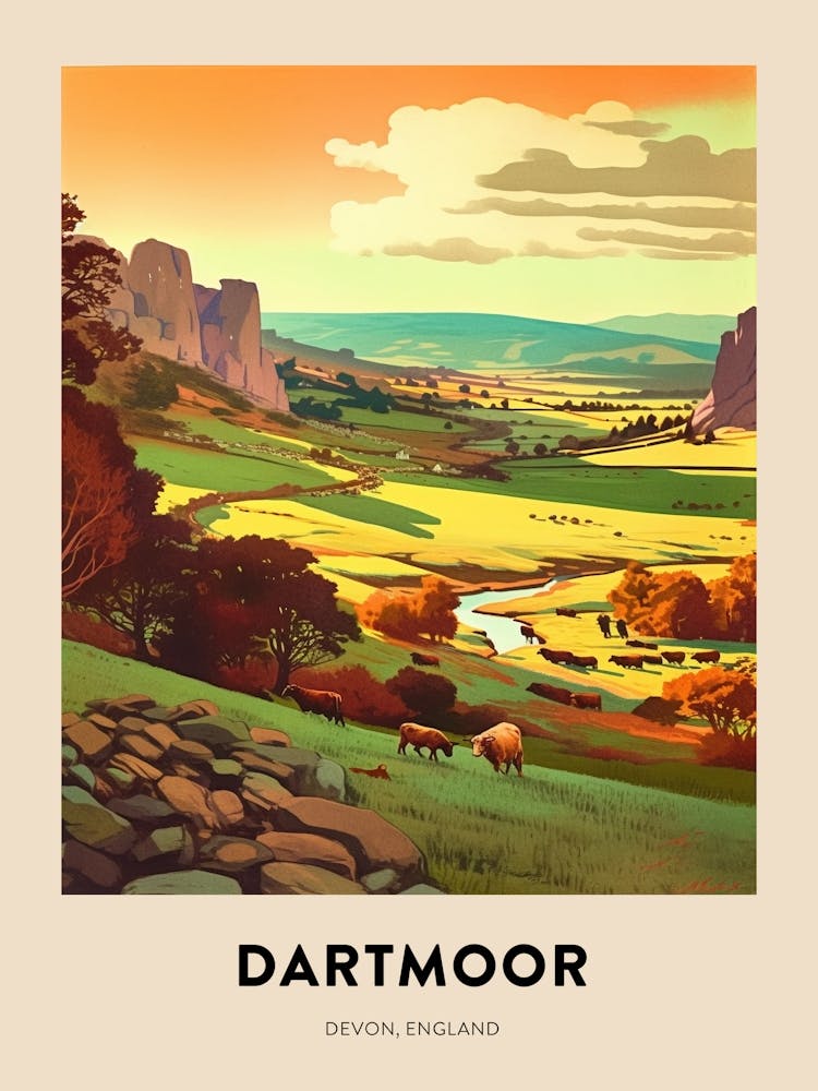 Devon Vintage Travel Poster Dartmoor 2