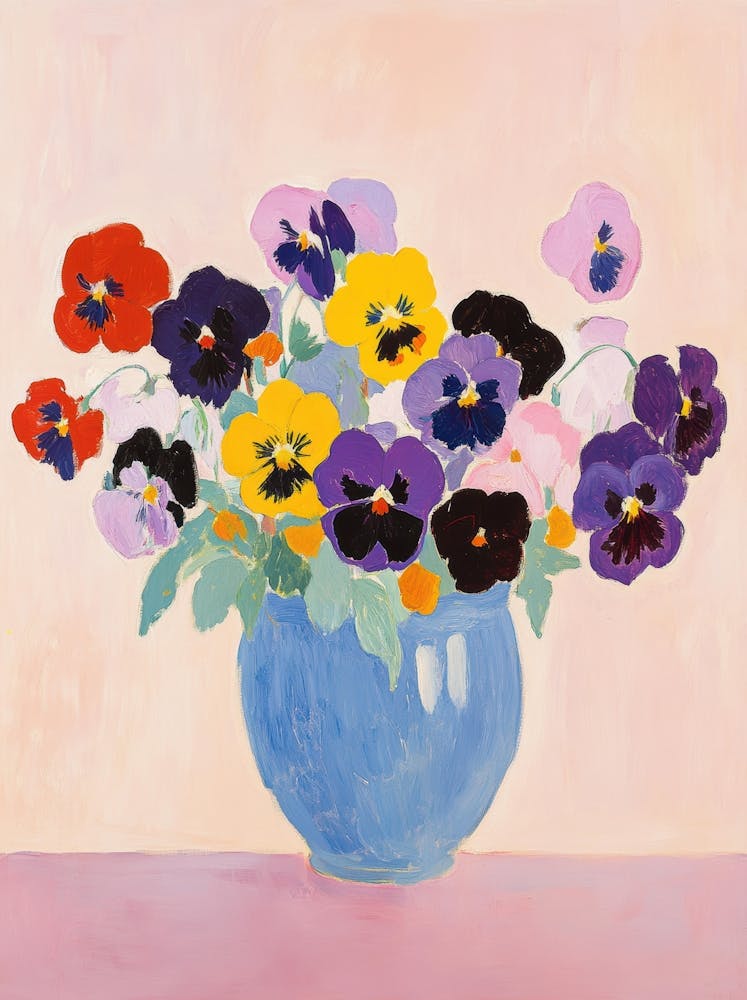 Pansies In A Blue Vase
