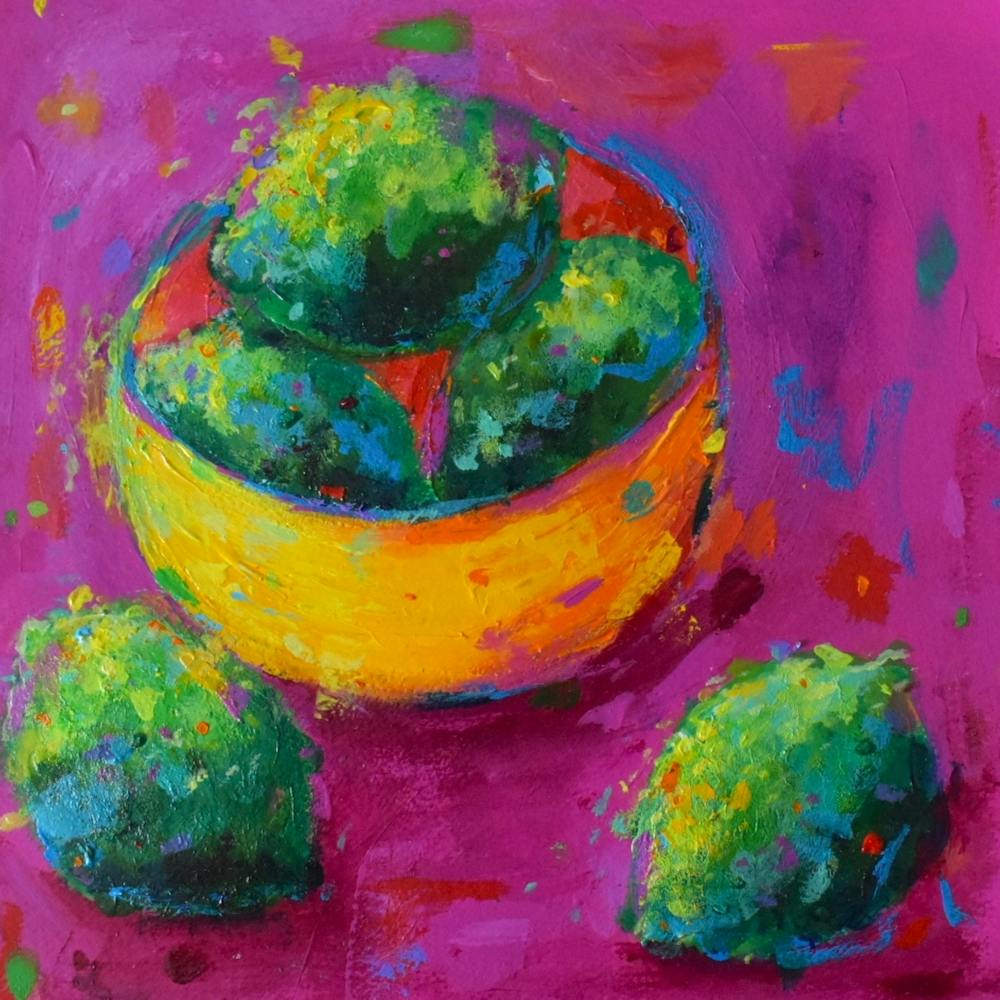 Limes In A Yellow Bowl Square