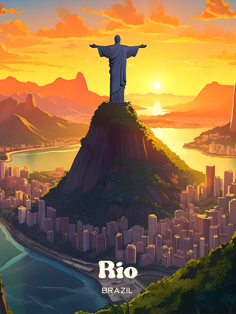 Rio Brazil Christ The Redeemer Modern Travel Art