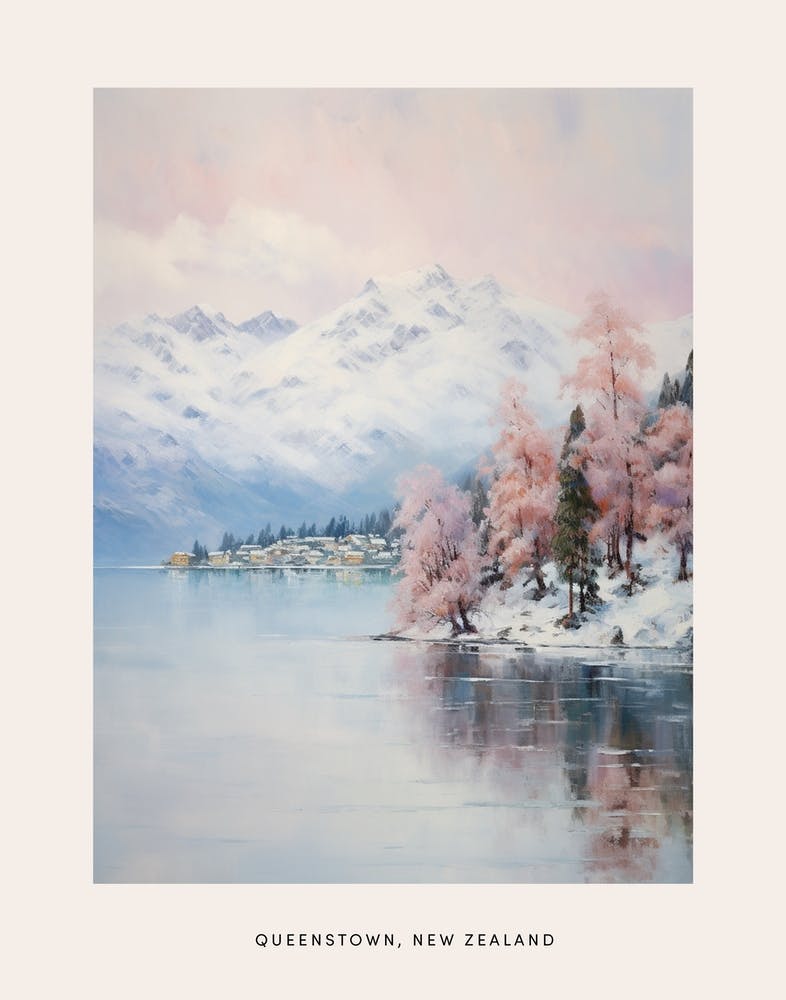 Traumhaftes Wintergemälde Poster Queenstown Neuseeland 4
