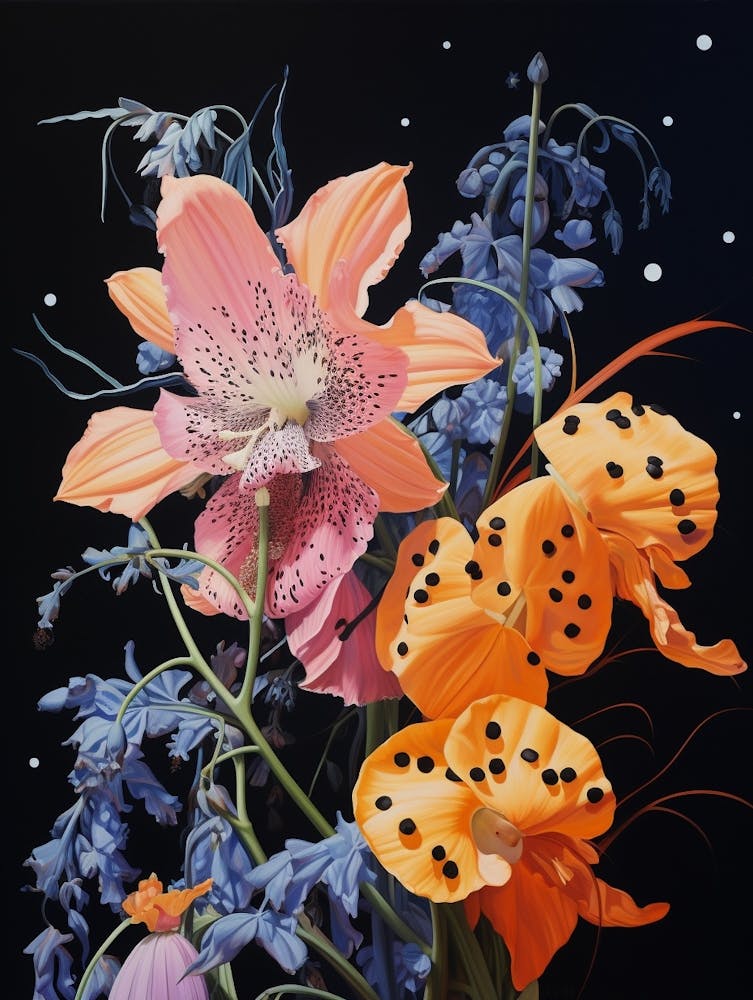 Surreal Florals Larkspur 3 Flower Painting