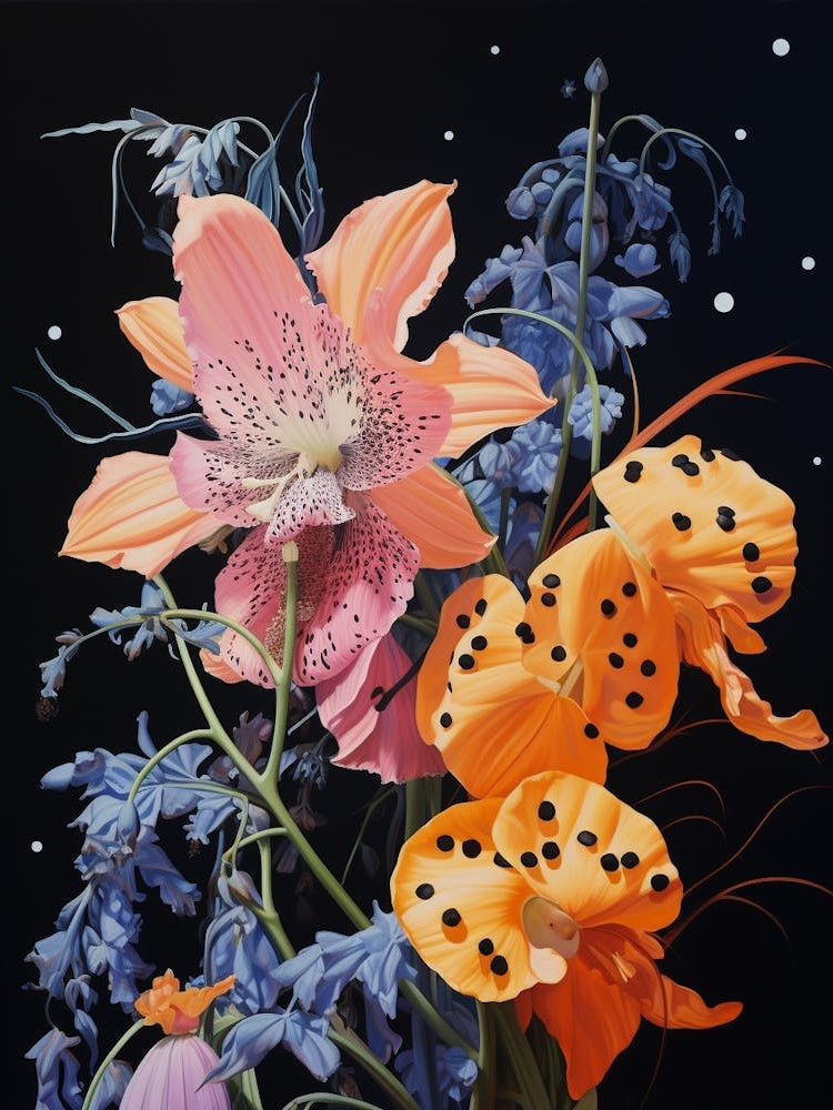 Surreal Florals Larkspur 3 Flower Painting