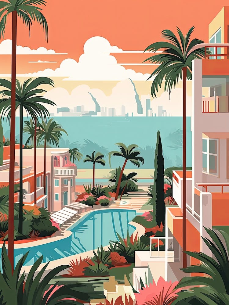 Miami Beach Florida, Usa, Graphic Illustration 4