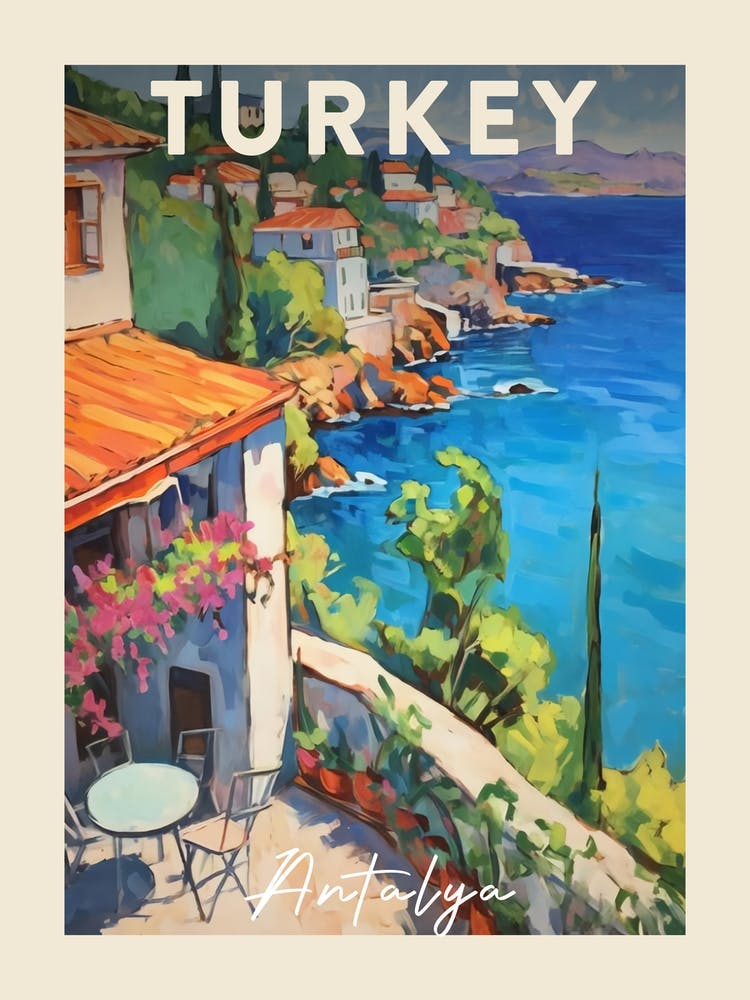 Antalya Turkey 4 Fauvist Painting  Travel Poster