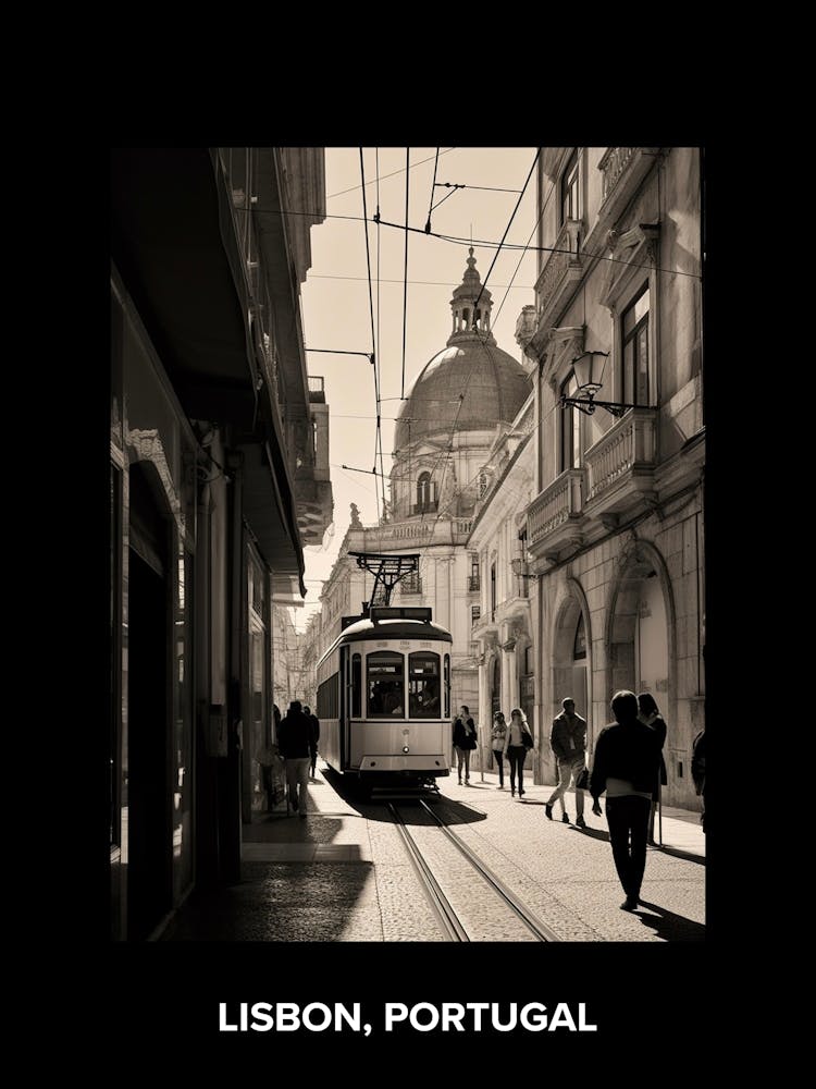 Poster Of Lisbon, Portugal, Mediterranean Black And White Photography Analogue 3
