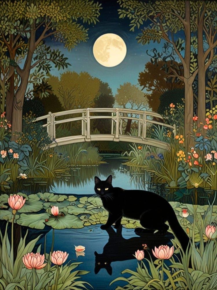 William Morris Cat In The Moonlight 45
