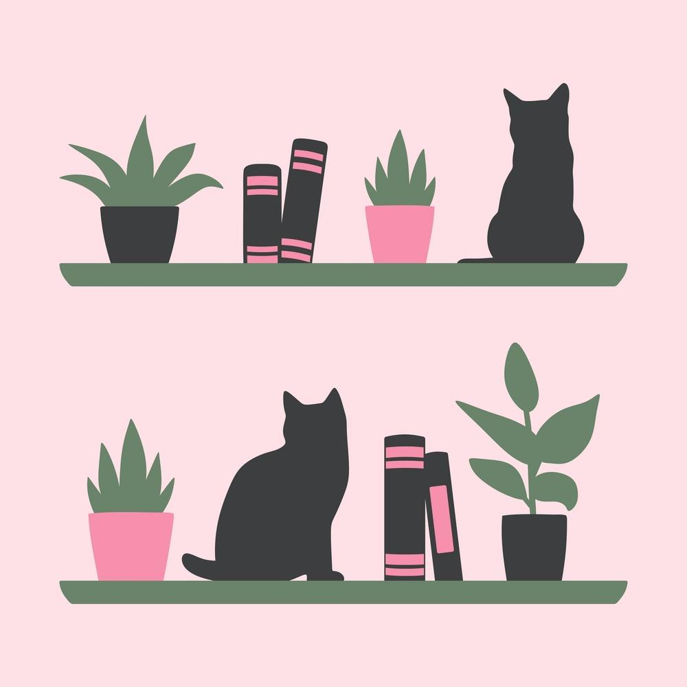 Cats On Bookshelves