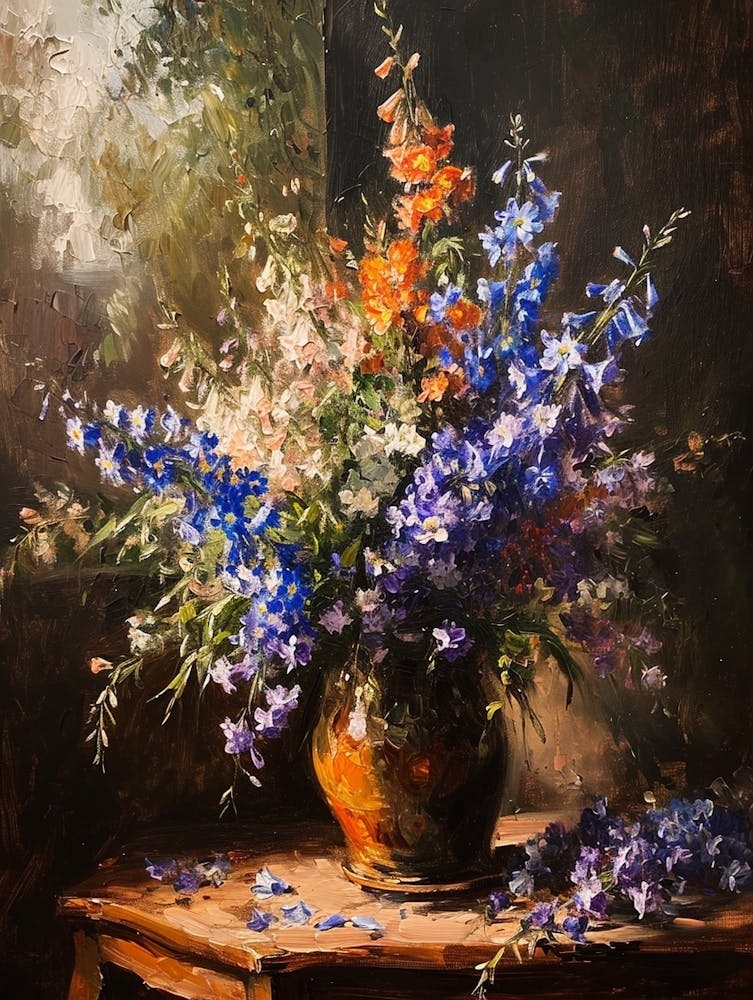 Baroque Floral Still Life Larkspur 1