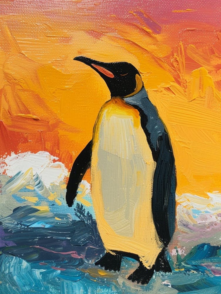 King Penguin Laurie Island Colour Block Painting 4