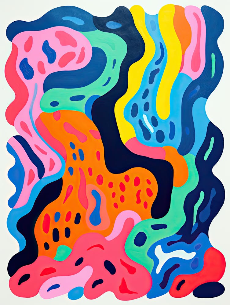 Glowing Deltas Abstract Waterway Design