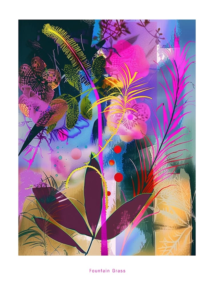 Herbe aux Fontaines 3 Affiche Collage de Fleurs Néon