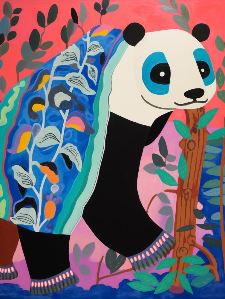 Maximalist Animal Painting Giant Panda 1