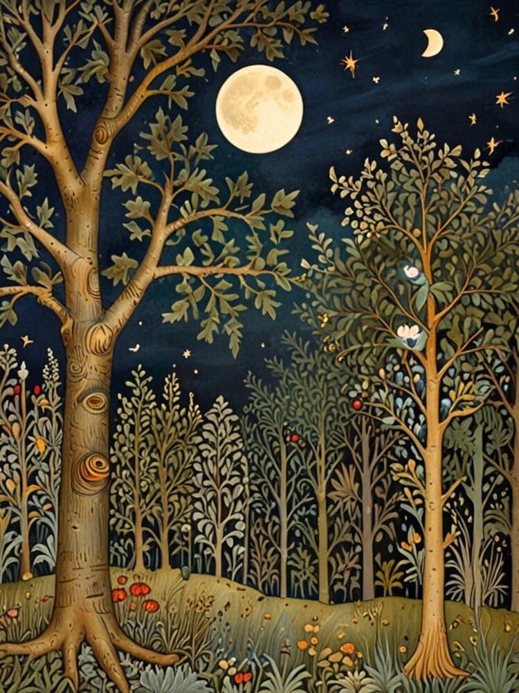 Forest At Night William Morris