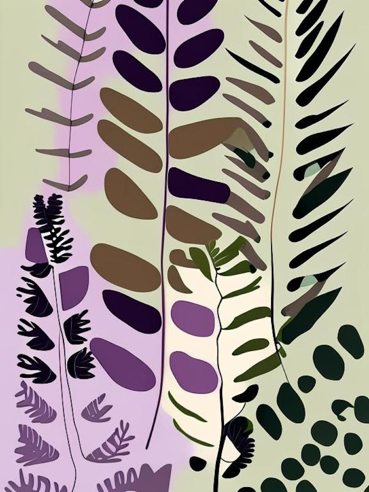 Grape Fern Wildflower Modern Muted Colours 1