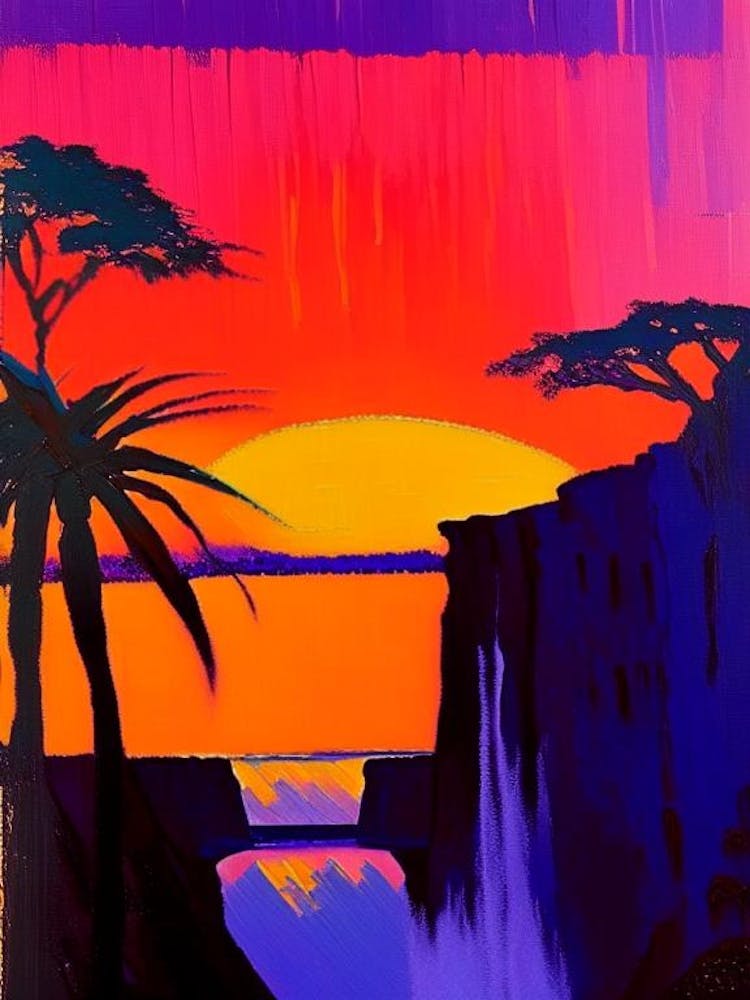 Waterfall Abstract Sunset